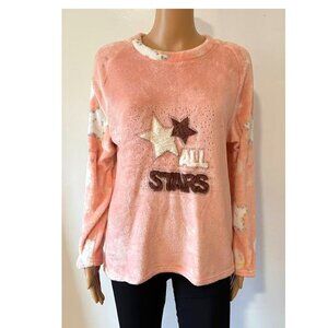 ALL STARS Women Roundneck Plush Pajama Top - Peach, S/M
